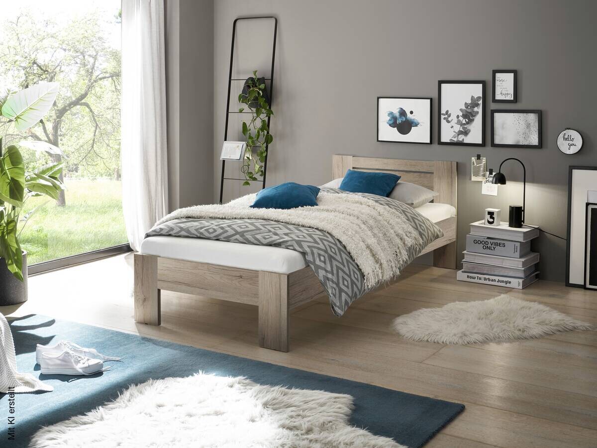 Futonbett Cannes Eiche San-Remo Nachbildung Liegefläche B/L: ca. 90x200 cm