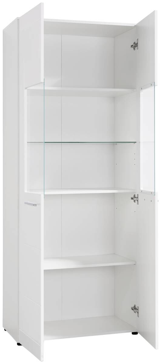 Vitrine Atlanta weiß Hochglanz perlweiß Optik B/H/T: ca. 75x188x40 cm