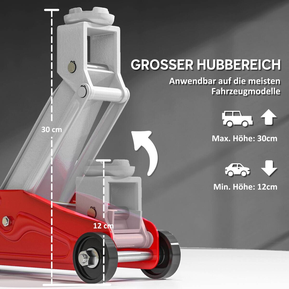 HOMCOM Wagenheber B/H/T/L: ca. 13x30x13x40 cm