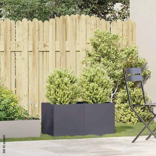 vidaXL Pflanzkübel anthrazit Stahl B/H/L: ca. 40x40x80 cm