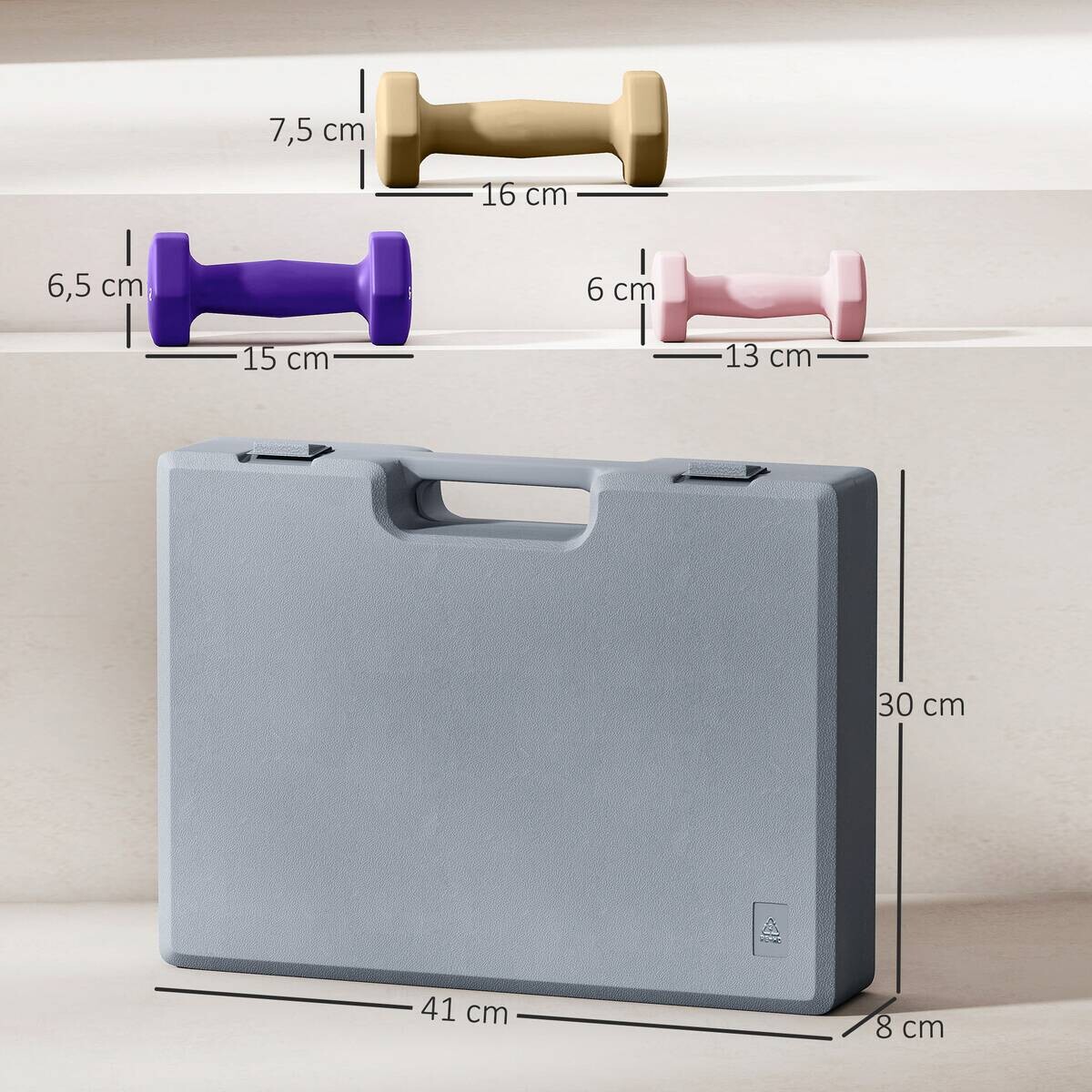 SPORTNOW Hantelset kaffee Kunstleder B/H/L: ca. 30x8x41 cm