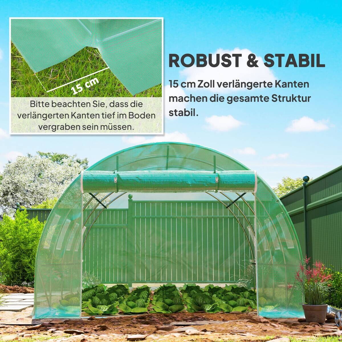 Outsunny Gewächshausfolie B/H/T/L: ca. 300x200x300x400 cm grün