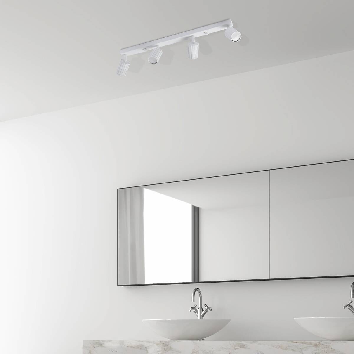 Lamkur Strahler Prisma weiß Stahl B/H/L: ca. 6,5x16,5x81 cm 4 Brennstellen