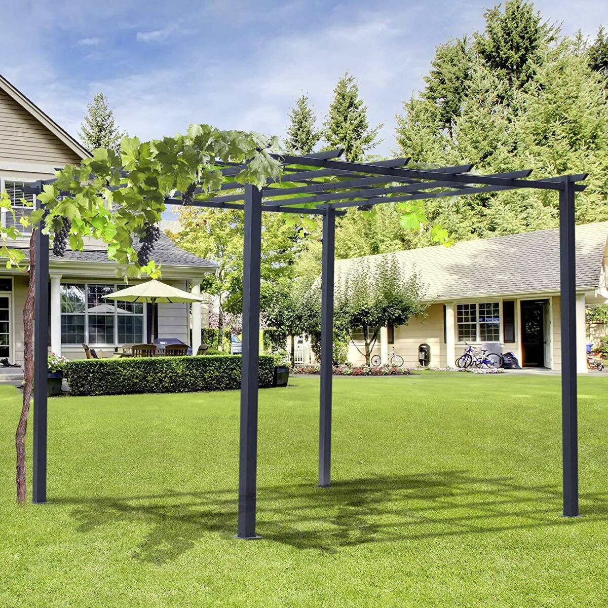 Outsunny Rosenpavillon schwarz Metall B/H/L: ca. 295x230x297 cm