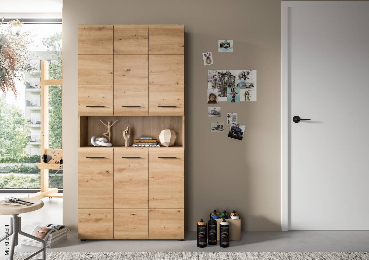 Mehrzweckschrank Ice Artisan Oak Nachbildung B/H/T: ca. 90x185x30 cm