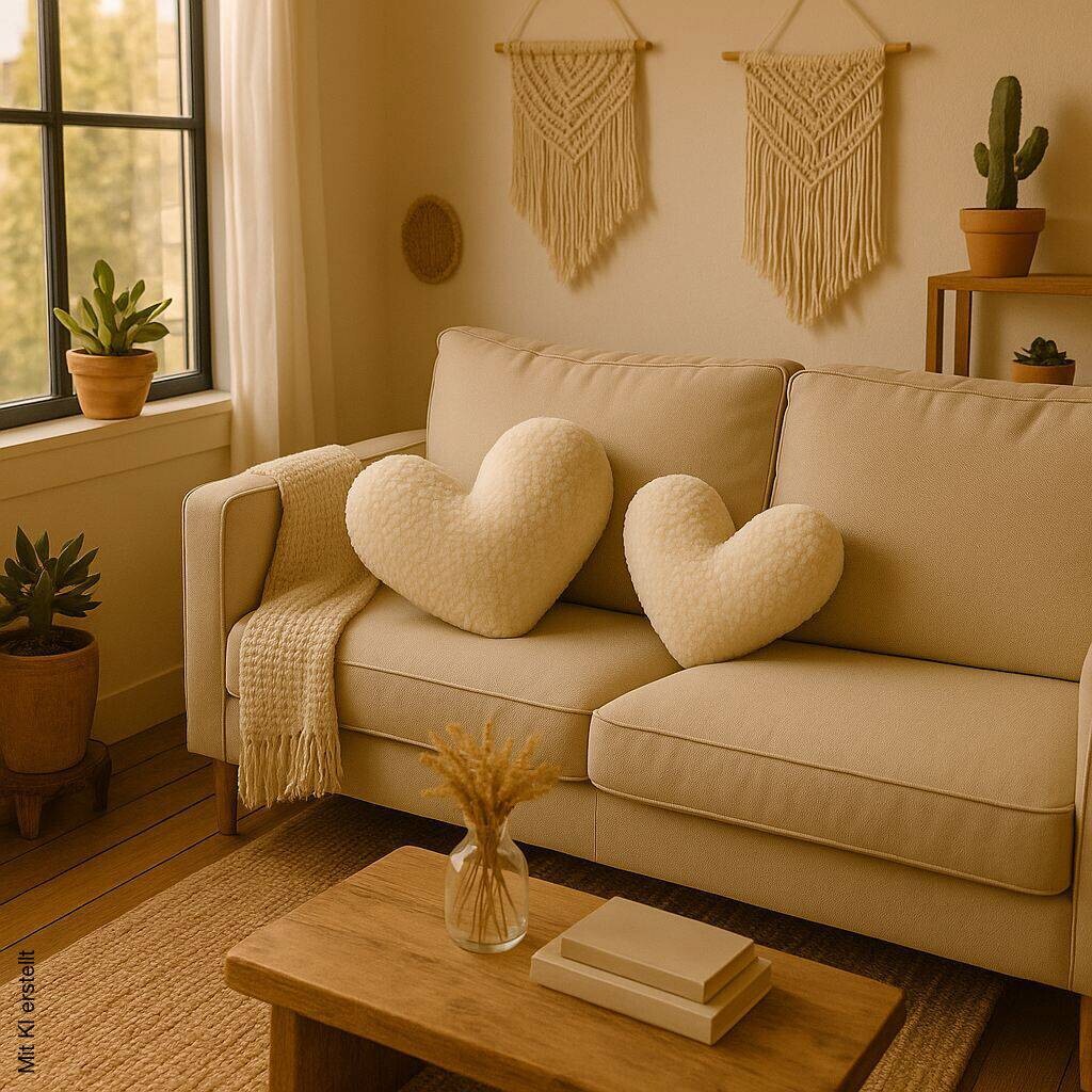 Dekokissen hellbeige Polyester B/L/S: ca. 42x45x12 cm