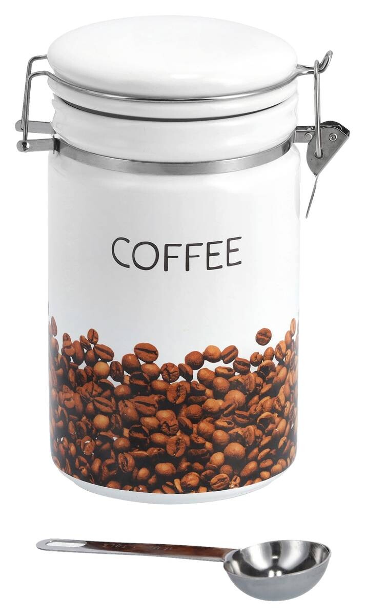 Zeller Kaffeedose mit Löffel weiß Keramik B/H/L: ca. 11x19,5x16 cm