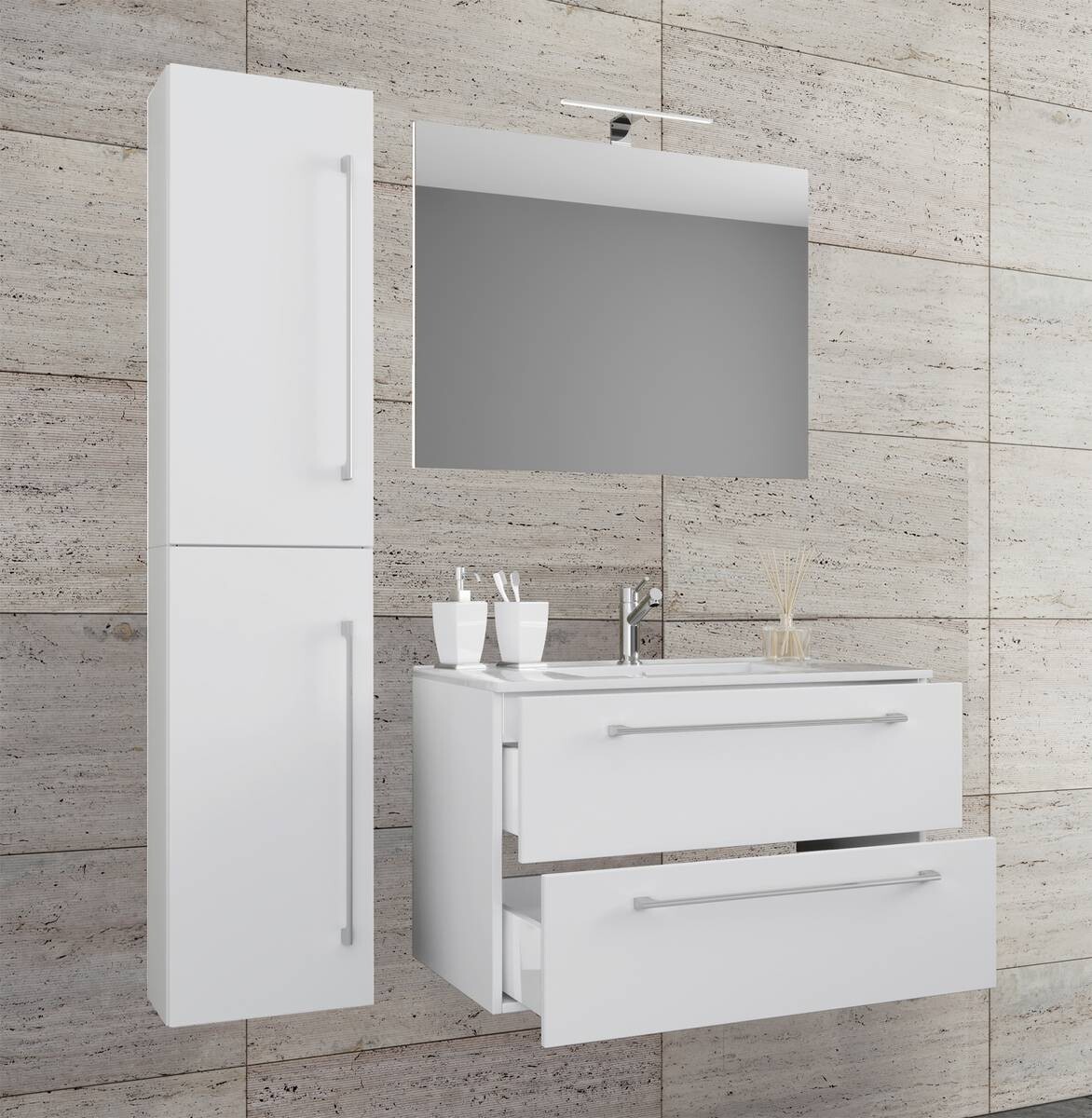 Waschplatz 4tlg-Badinos weiß B/H/T: ca. 81x52x46 cm