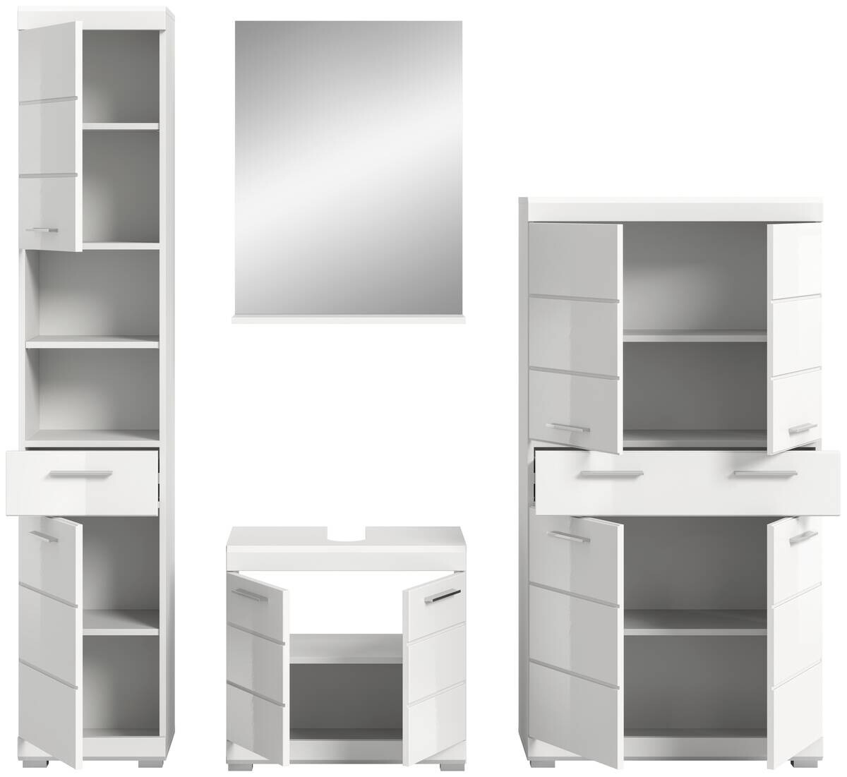 Badezimmer-Set Scout weiß weiß Hochglanz B/H/T: ca. 186x191x34 cm