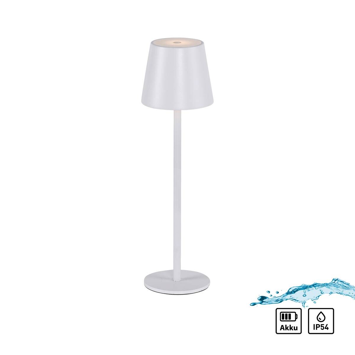 Just Light Akku-Tischleuchte EURIA weiß Metall Kunststoff B/H/D: ca. 11x37x11 cm 1 Brennstellen