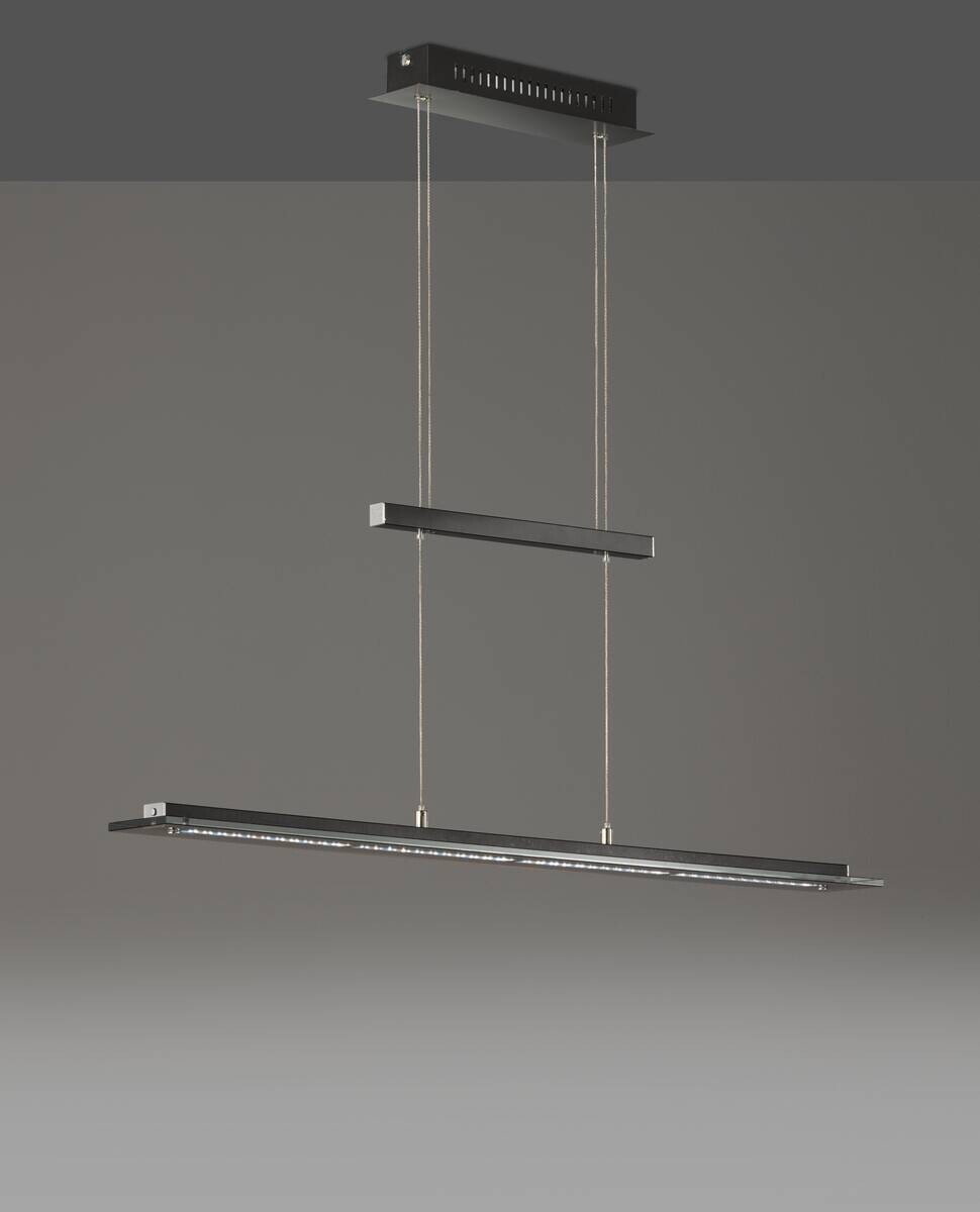 Fischer & Honsel LED-Pendelleuchte 60442 Rauch Chrom schwarz Glas Metall B/H/T: ca. 88x150x9 cm 1.0 Brennstellen