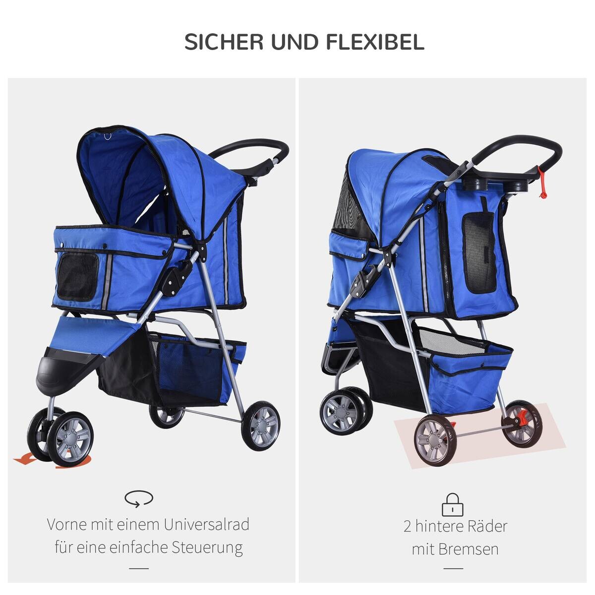 PawHut Hunde-Zubehör blau Nylon B/H/L: ca. 45x75x97 cm