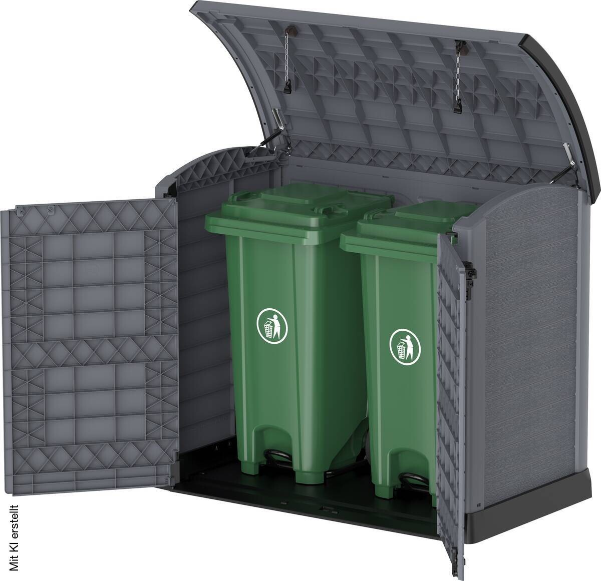 VCM Mülltonnenbox 2er StoreAway grau Kunststoff B/H/L: ca. 145x125x83 cm