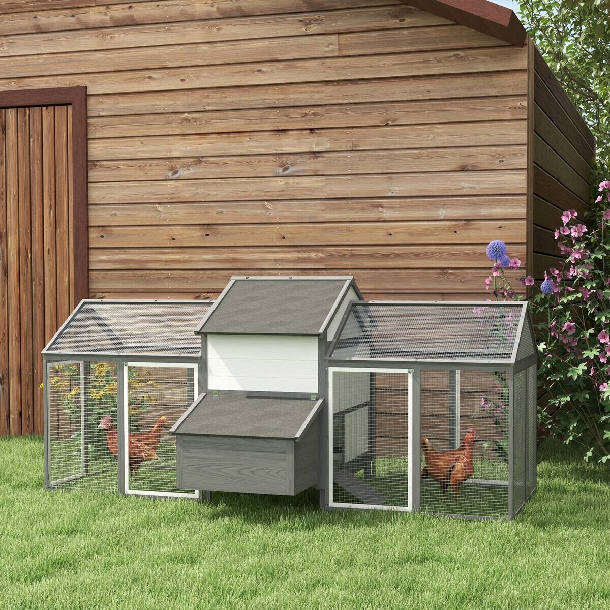 PawHut Stall grau Edelstahl B/H/L: ca. 125x247x113,5 cm