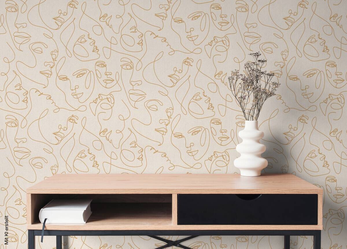 Vliestapete Abstrakt gold weiß B/L: ca. 53x1005 cm