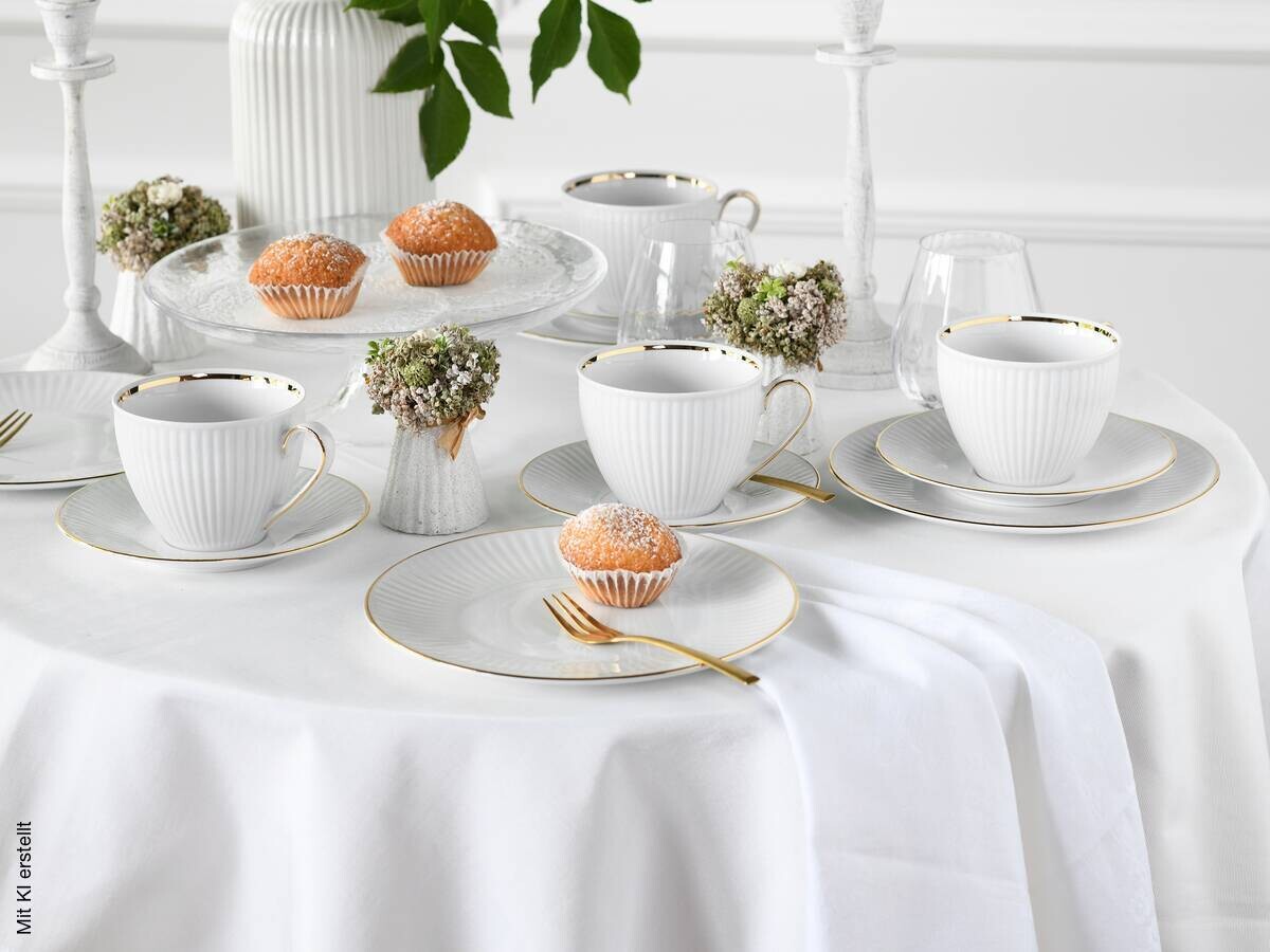 CreaTable Kaffeeservice Valencia weiß Porzellan 18 tlg.