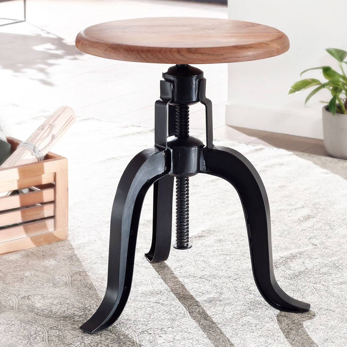 Hocker schwarz Holz B/H/T: ca. 39x48x39 cm