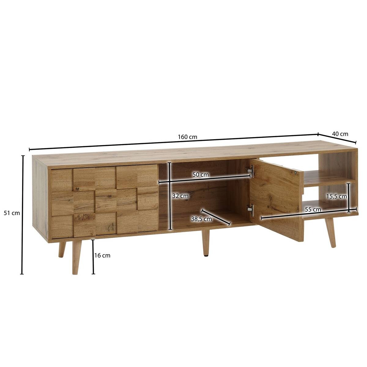 Lowboard Eiche Nachbildung Eiche B/H/T: ca. 160x51x40 cm