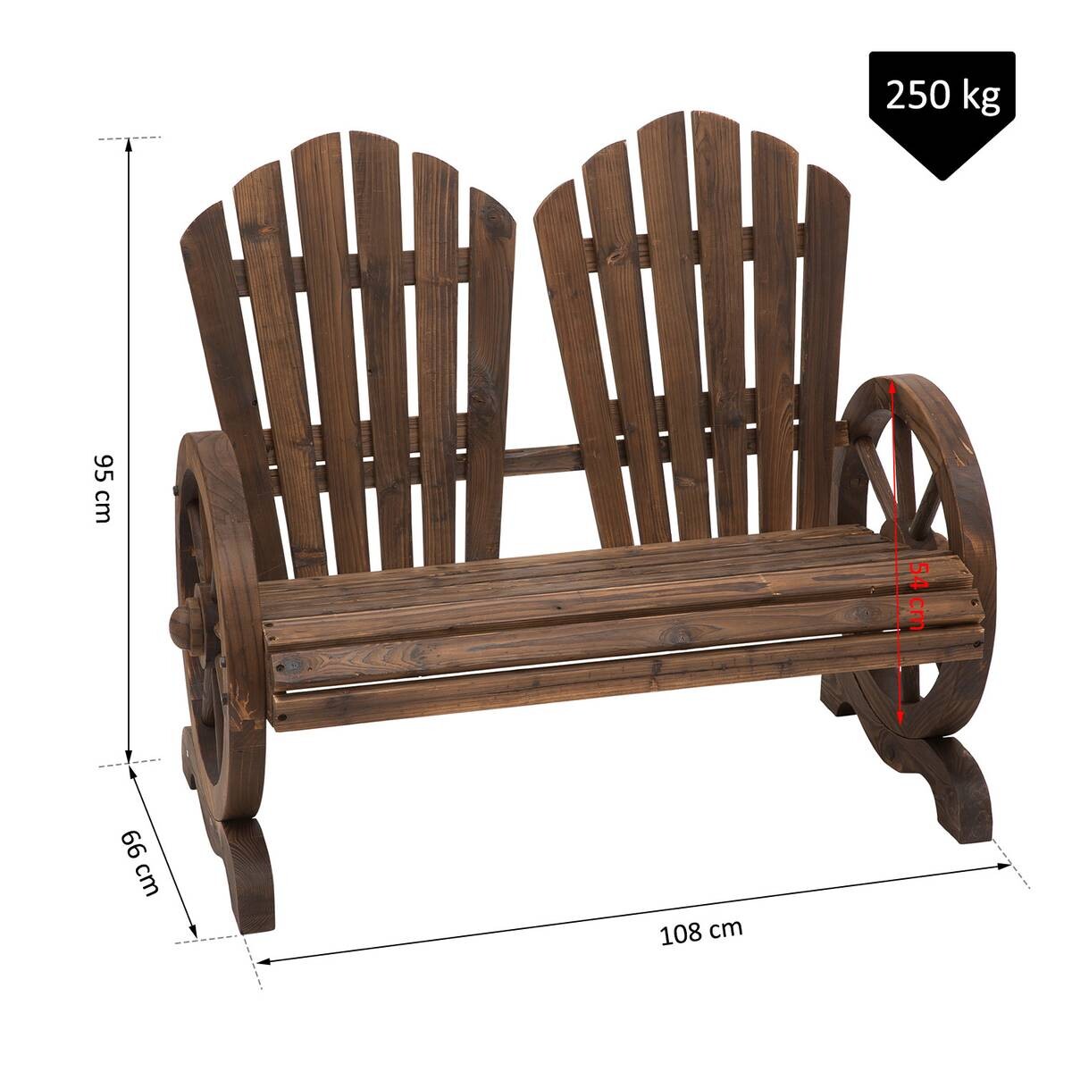 Outsunny Gartenbank dunkelbraun Holz B/H/T: ca. 108x95x66 cm