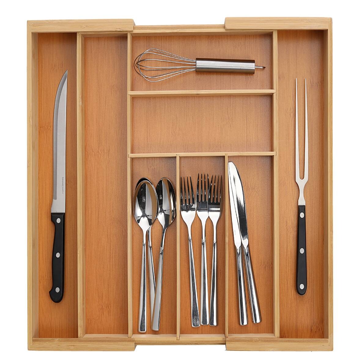Zeller Besteckkasten ausziehbar natur Bambus B/H/L: ca. 35x6,5x43 cm