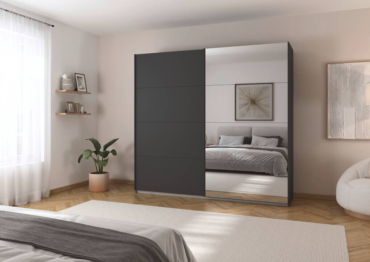 Schwebetürenschrank Quadra grau B/H/T: ca. 225x210x62 cm