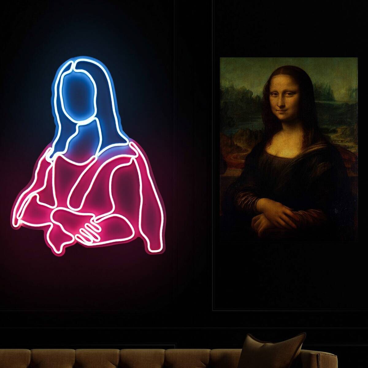 Opviq LED-Wandleuchte rosa blau PVC B/H/T/L: ca. 40x51x3x40 cm