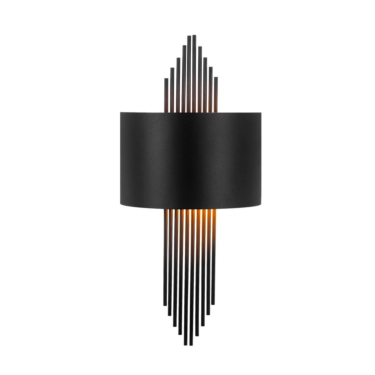 Opviq Wandleuchte Ringel schwarz Metall B/H/T/L: ca. 10x22x10x75 cm E27 1 Brennstellen
