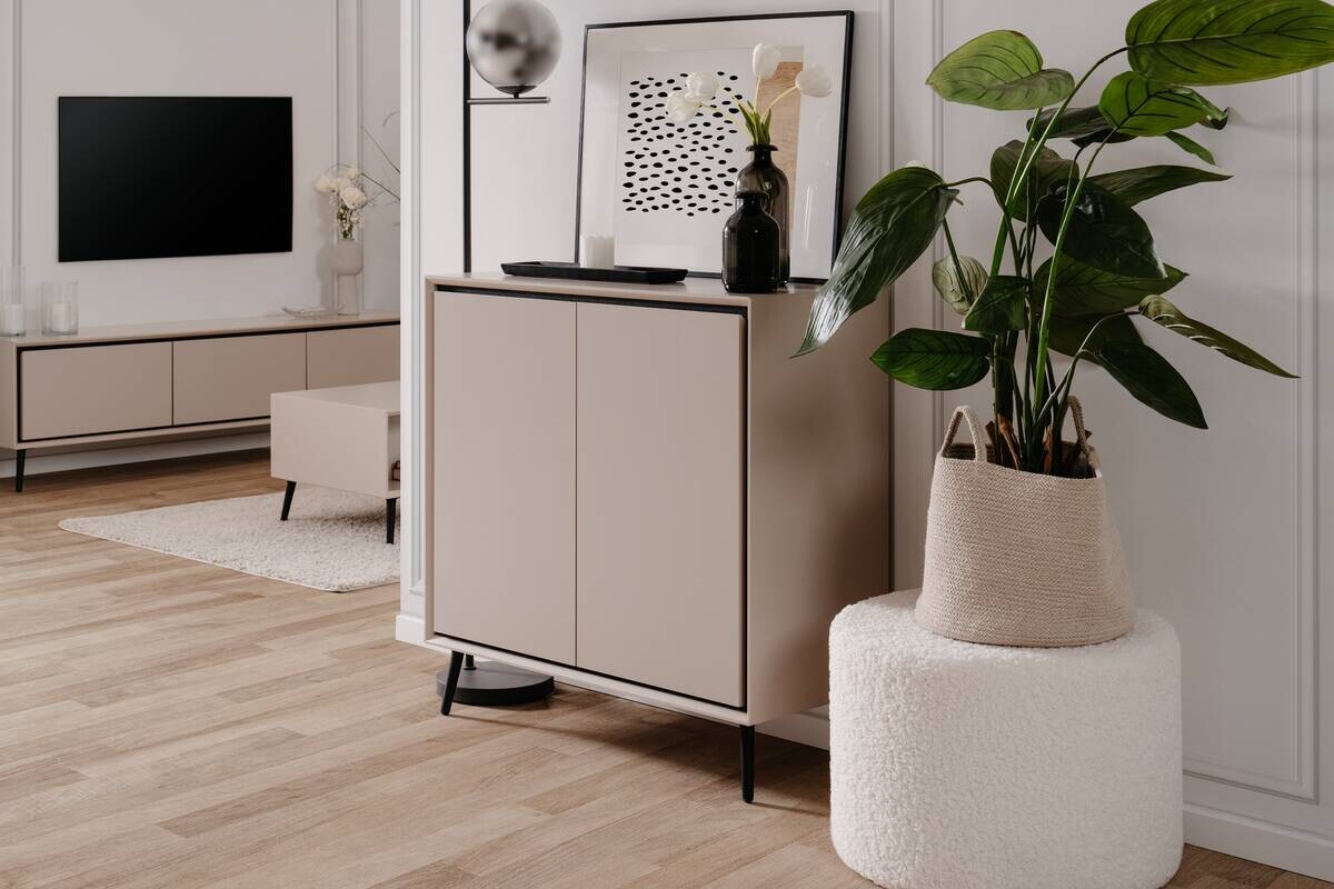 Kommode Arona sand schwarz B/H/T: ca. 90x90x38 cm