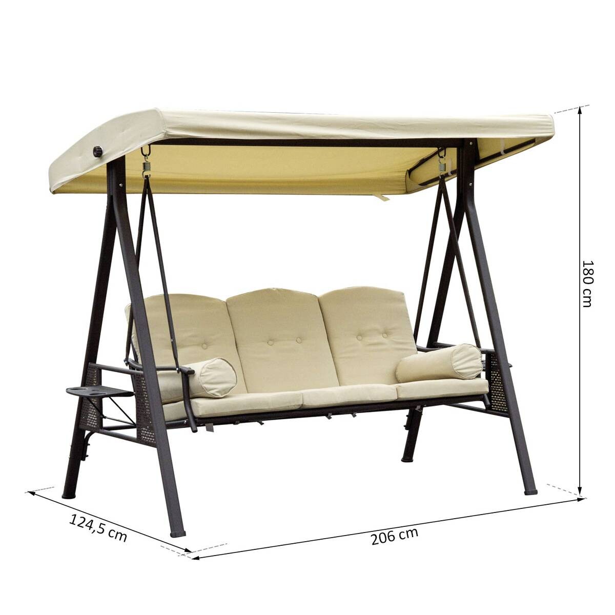 Outsunny Hollywoodschaukel beige Metall B/H/L: ca. 206x180x124,5 cm