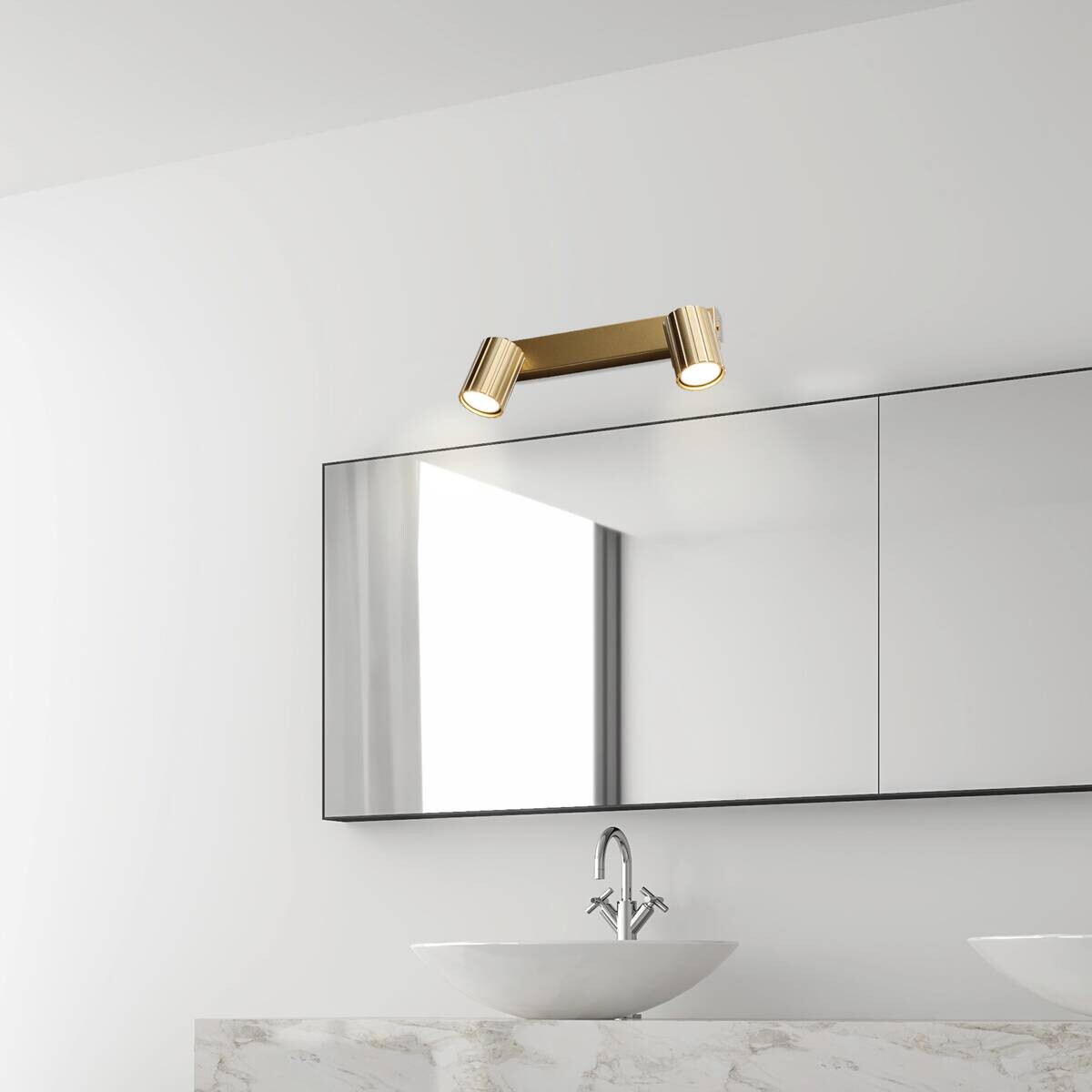 Lamkur Strahler Prisma gold Stahl B/H/L: ca. 6,5x16,5x30 cm 2 Brennstellen