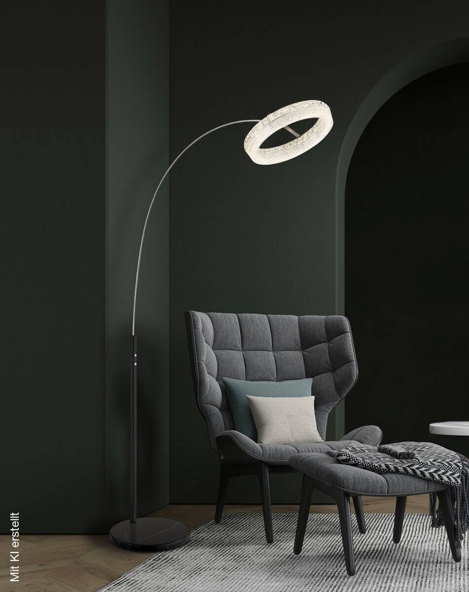 GLOBO Stehlampe klar schwarz Glas Metall Acryl B/H/L: ca. 40x190x92,5 cm 1 Brennstellen