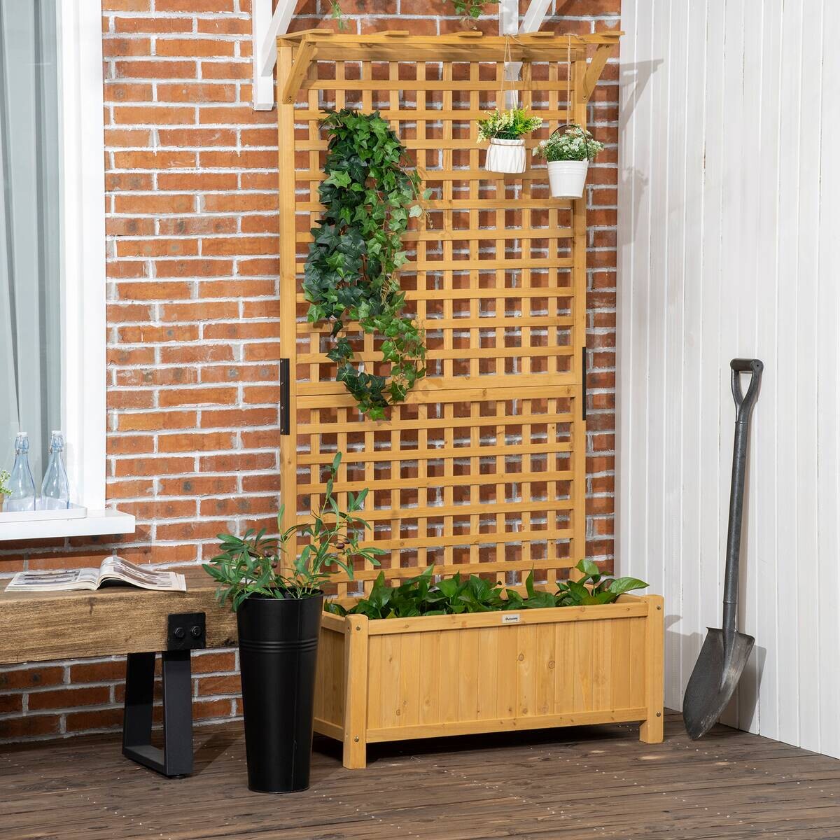 Outsunny Hochbeet gelb Holz B/H/L: ca. 45x183x90 cm