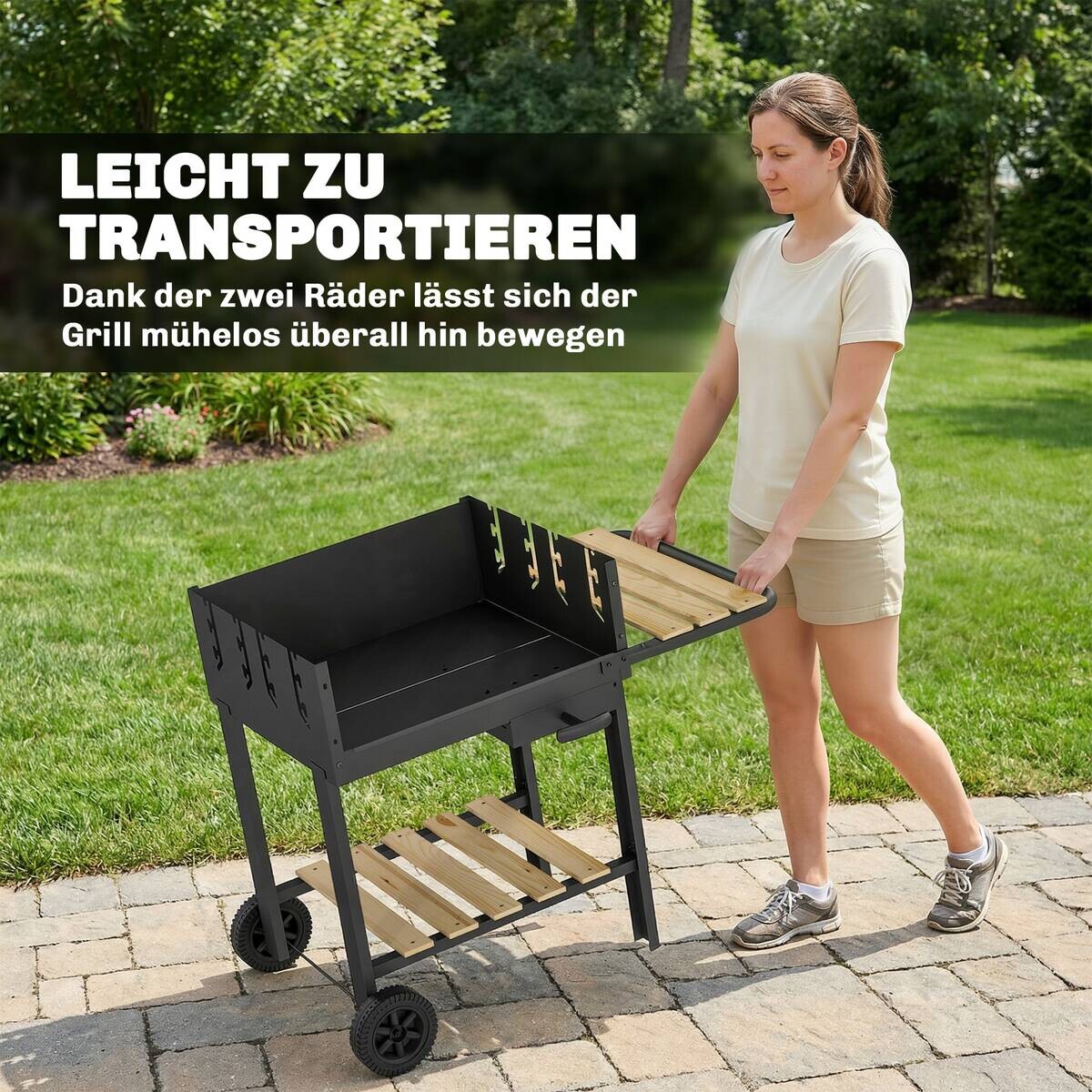 Outsunny Grill Holz B/H/L: ca. 58x82x99,5 cm