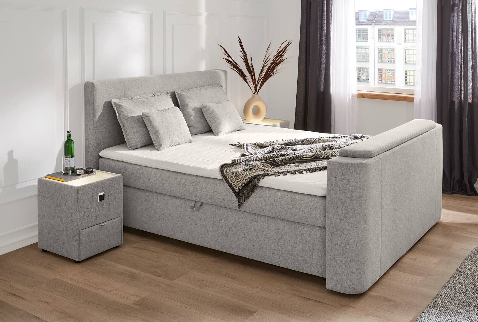 Boxbett grau Liegefläche B/L: ca. 180x200 cm