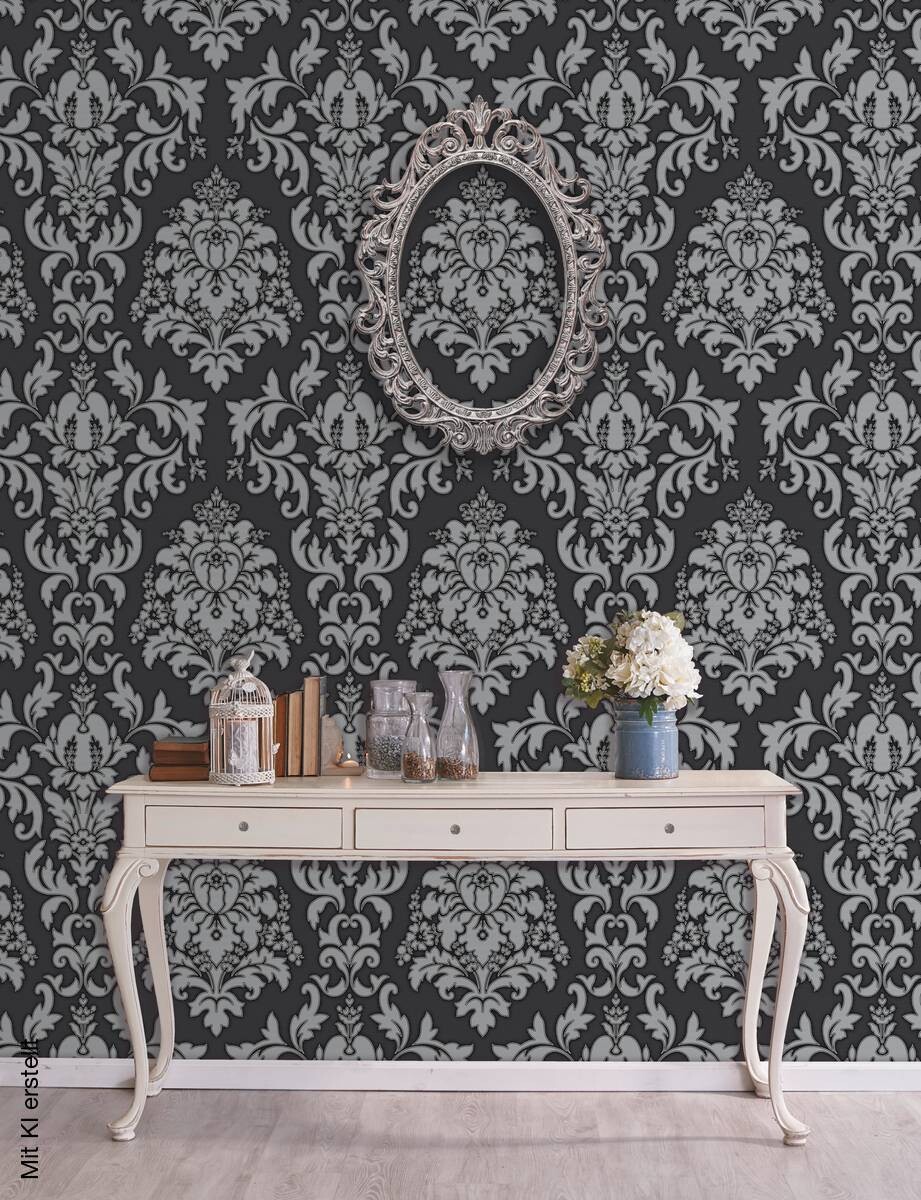 UGEPA Vinyltapete Ornament schwarz grau B/L: ca. 53x1005 cm