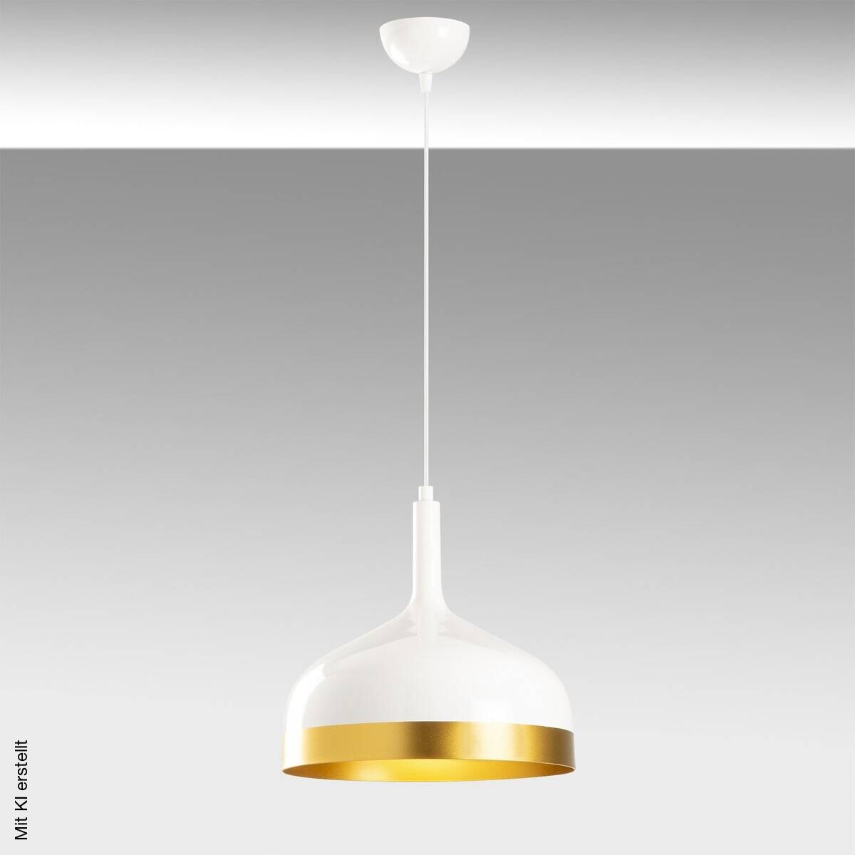Opviq Pendelleuchte Saglam-3724 weiß gold B/H/T/L/D: ca. 30x128x30x30x30 cm E27 1 Brennstellen