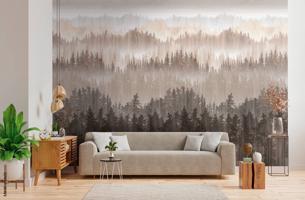 Livingwalls Fototapete Bäume braun beige creme B/L: ca. 280x159 cm