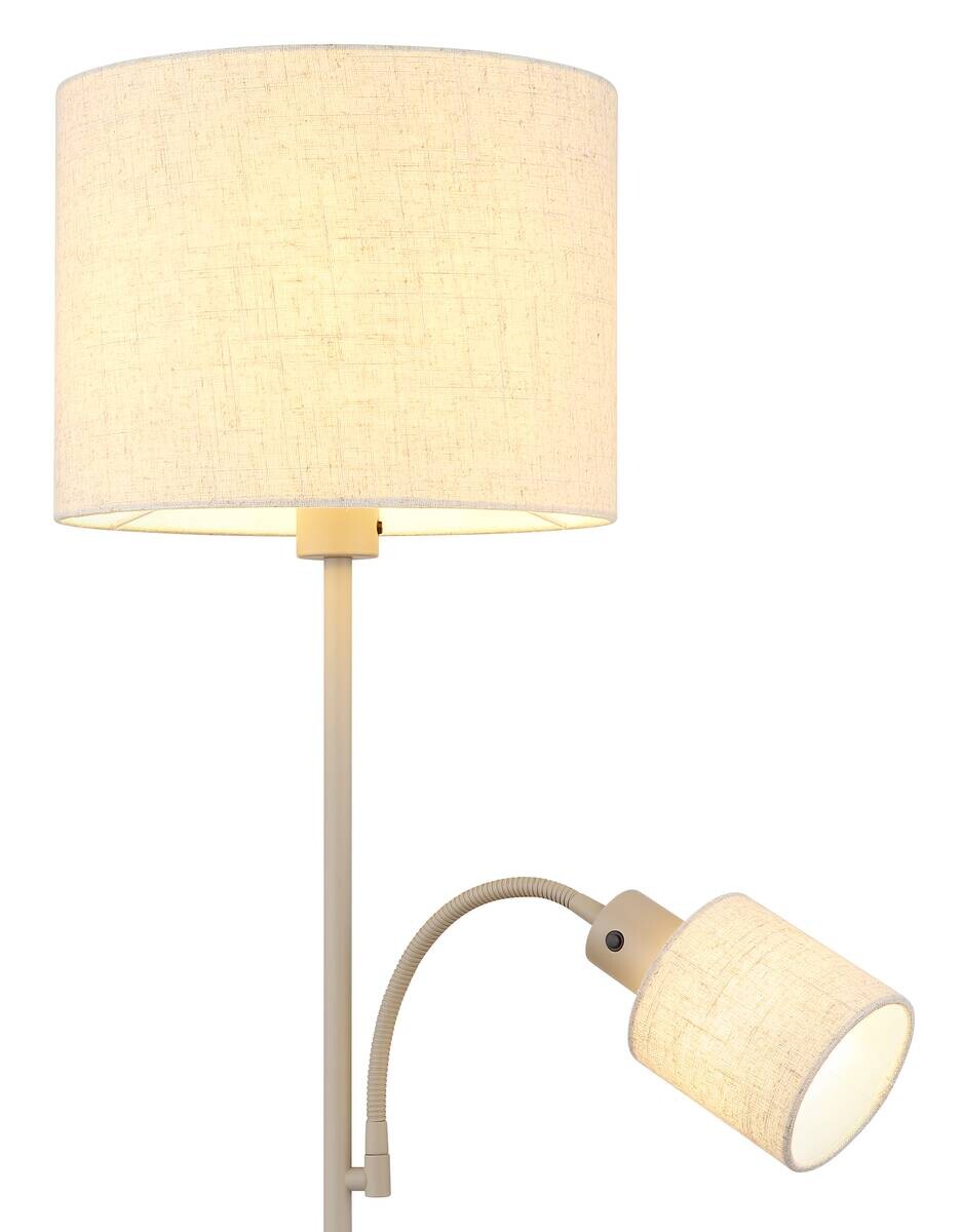 GLOBO Stehleuchte sand beige Leinen Metall H/D: ca. 165x30 cm E27 1 Brennstellen