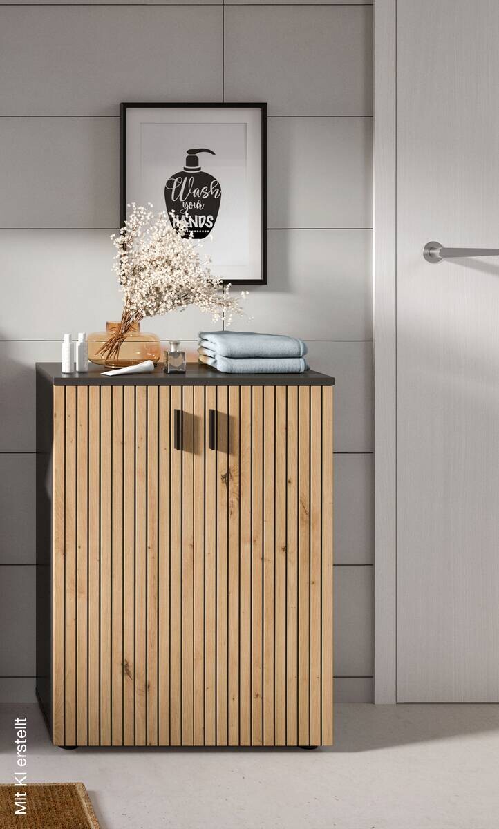 Badhochschrank Mone Basalt Nachbildung Artisan Oak Nachbildung B/H/T: ca. 60x81x30 cm