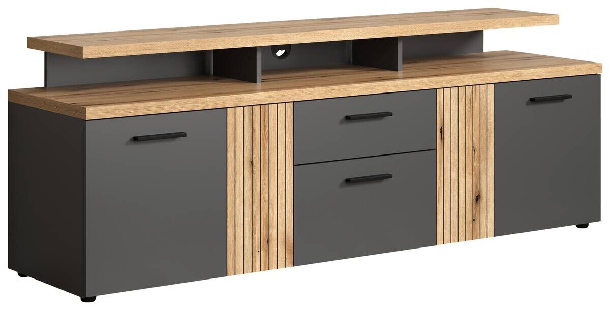 TV-Lowboard Esteban Eiche Evoke Oak Nachbildung anthrazit B/H/T: ca. 180x66x47 cm