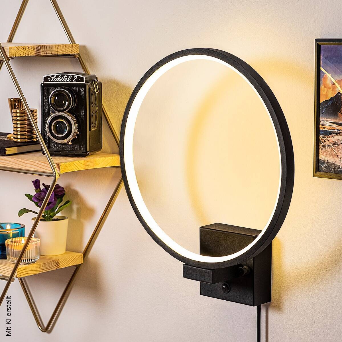 Opviq LED-Wandleuchte schwarz B/H/T: ca. 30x36x9 cm
