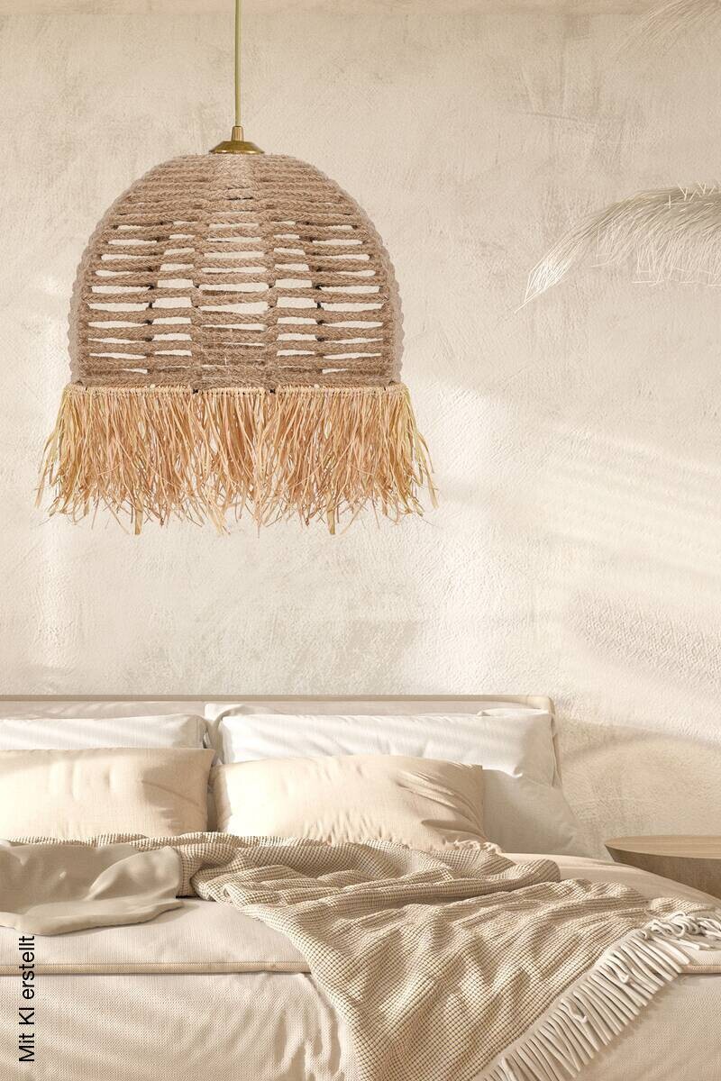 Opviq Pendelleuchte creme Baumwolle B/H/T/L/D: ca. 30x80x30x30x30 cm E27 1 Brennstellen