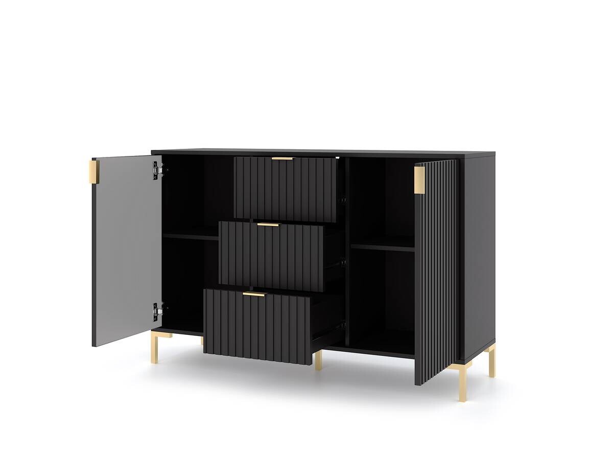 Kommode FLINN schwarz B/H/T: ca. 130,5x85,8x40 cm