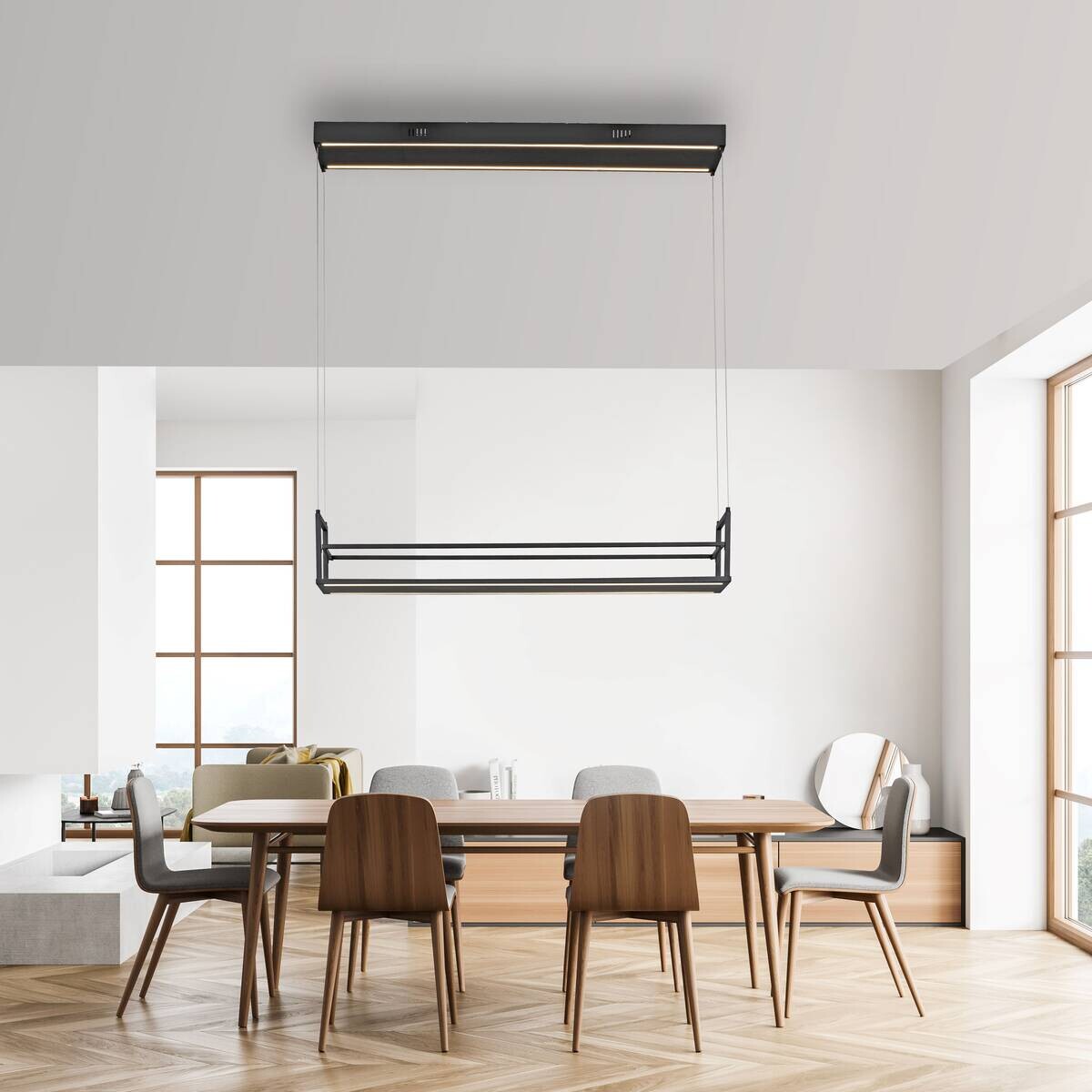 Just Light LED-Pendelleuchte Sontura schwarz B/H/L: ca. 17,1x120x103,6 cm