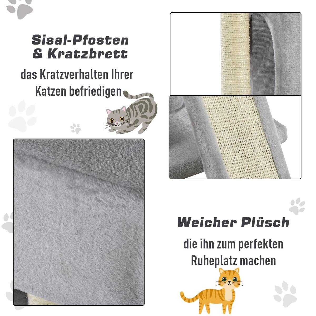 PawHut Kratzbaum hellgrau Spanplatte B/H/L: ca. 39x83x59 cm