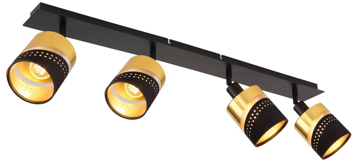 GLOBO Spot gold schwarz Kunststoff Metall B/H/T: ca. 9x20,5x80 cm E14 4 Brennstellen
