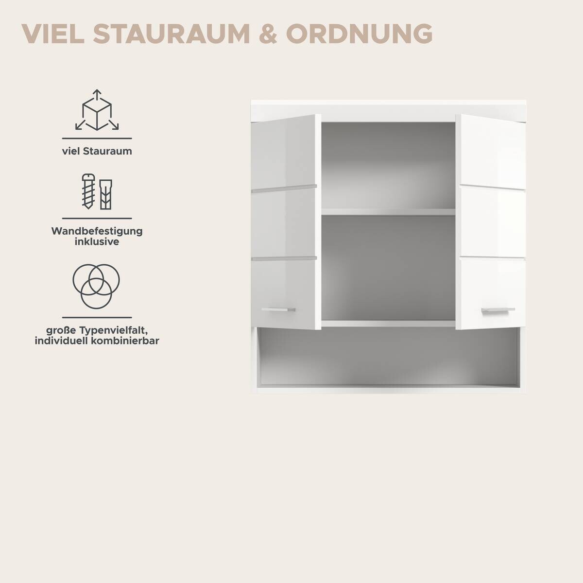 Badhängeschrank Scout weiß weiß Hochglanz B/H/T: ca. 74x79x24 cm