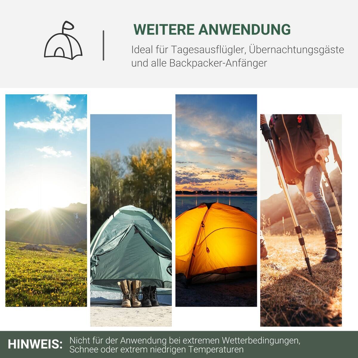 Outsunny Campingzelt grau Polyester B/H/L: ca. 183x130x325 cm