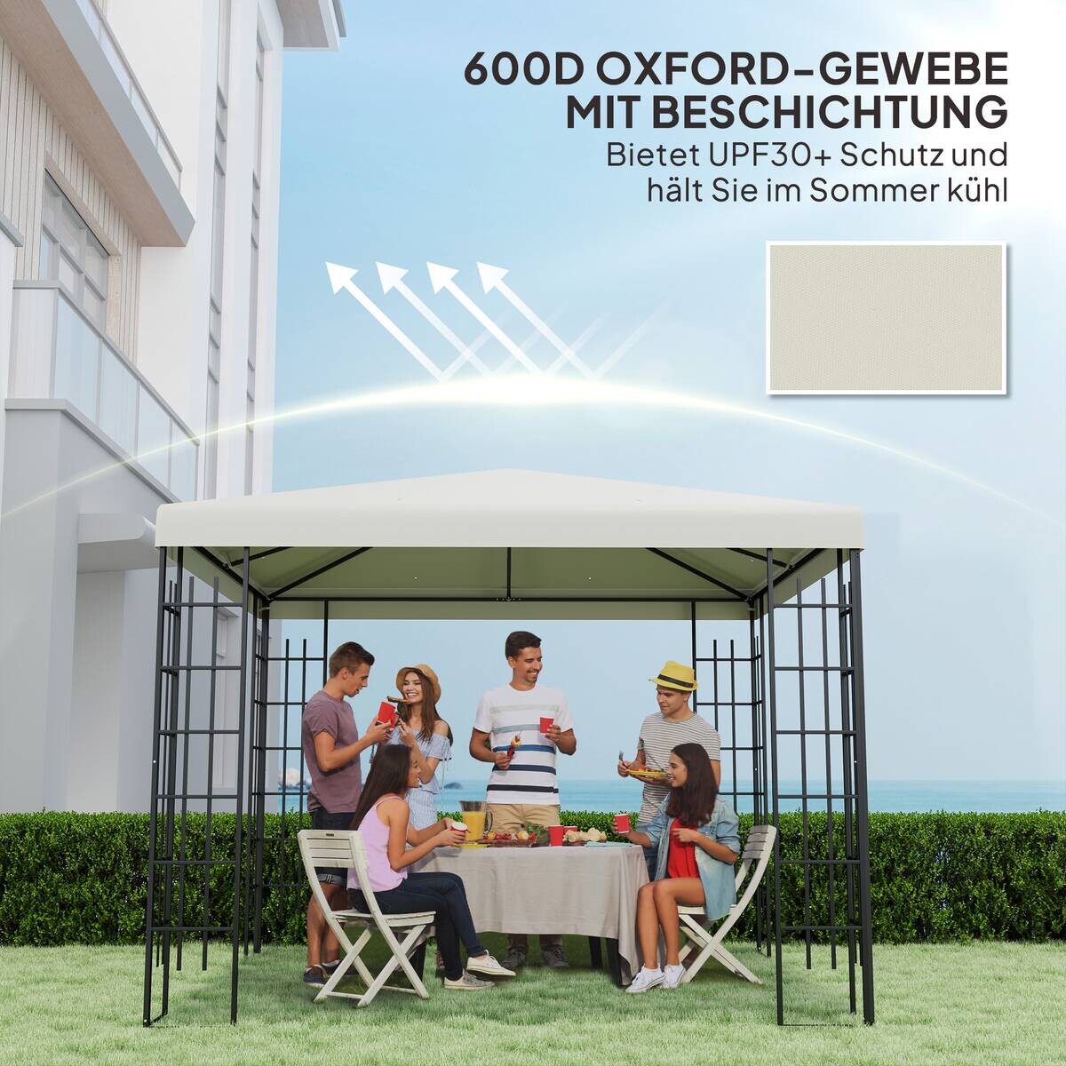 Outsunny Pavillondach hellgrau Polyester B/H/L: ca. 298x1x298 cm