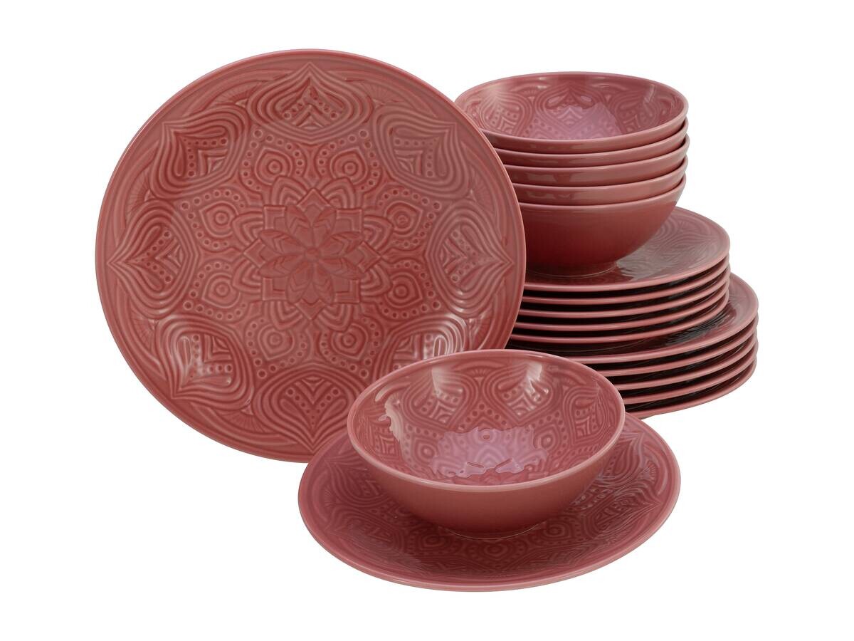 CreaTable Tafelservice Orient Mandala rot Porzellan 18 tlg.